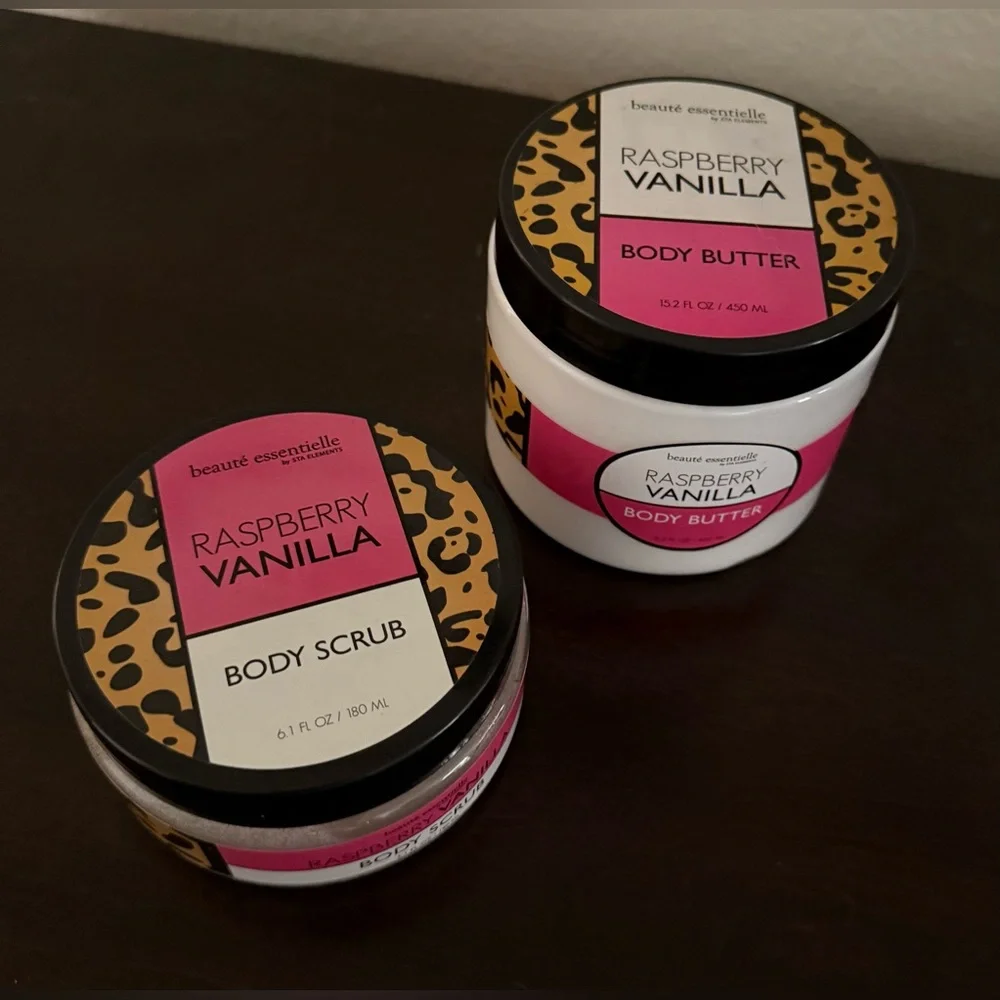 Raspberry Vanilla Body Care Set | Body Scrub + Body Butter Bundle | Hydrating